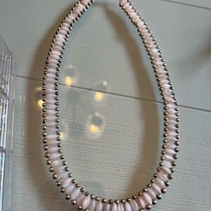 Elegant Pink and Silver Beaded choker Necklace